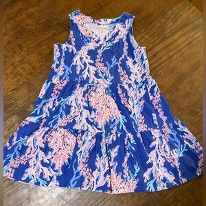 Lilly Pulitzer Coral Sleeveless Dress, Girl’s M 6-7 summer travel pretty
